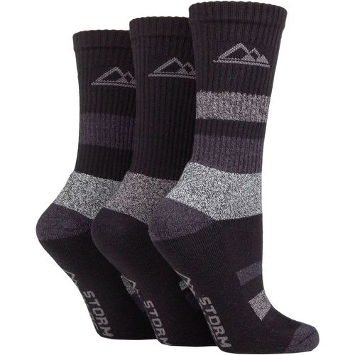 Women's 3 Pair Cotton Striped Boot Socks / Grey 4-8 Ladies - Storm Bloc - Modalova