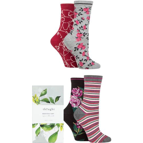 Ladies 4 Pair Orsella Floral Organic Cotton Gift Boxed Socks Assorted 4-7 Ladies - Thought - Modalova