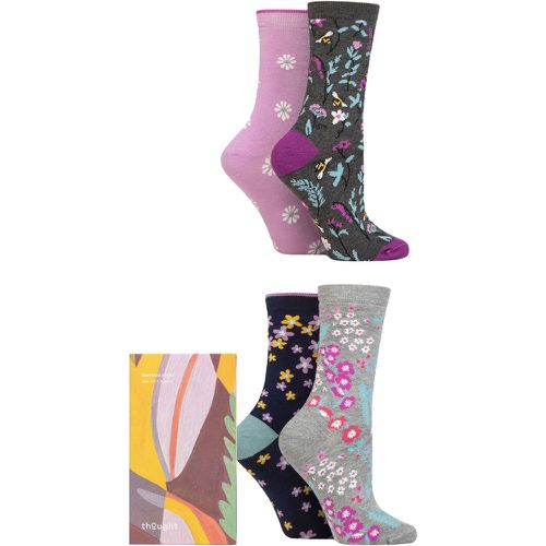 Ladies 4 Pair Maeve Bamboo Floral Gift Boxed Socks Multi 4-7 - Thought - Modalova
