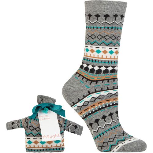 Ladies 1 Pair Dannie Organic Cotton Christmas Jumper Gift Bagged Socks Marle 4-7 - Thought - Modalova