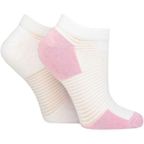 Women's 2 Pair Bamboo Sheer Stripe Cushioned Heel and Toe No-Show Socks Fresh 4-8 - Elle - Modalova