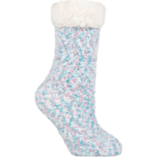 Ladies 1 Pair Popcorn Feather Slipper Socks with Sherpa Lining Bubblegum 4-8 Ladies - Elle - Modalova