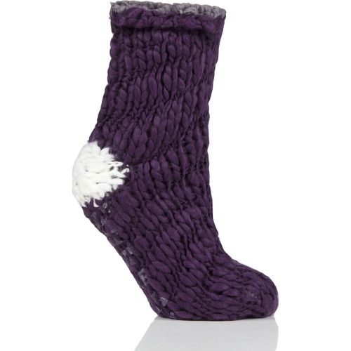Ladies 1 Pair Soft Hand Knitted Slipper Socks Blackbird 4-8 Ladies - Elle - Modalova