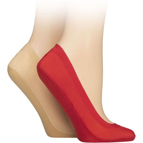 Pair Red / Natural Smooth Nylon Shoe Liners Ladies 4-8 Ladies - Elle - Modalova