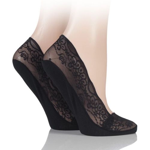 Pair Lace Shoe Liner Socks with Grip Ladies 4-8 Ladies - Elle - Modalova