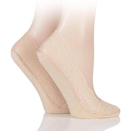 Pair Natural Lace Shoe Liner Socks with Grip Ladies 4-8 Ladies - Elle - Modalova