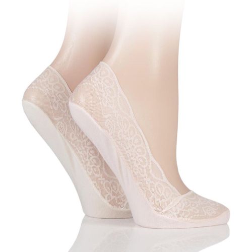 Pair Pink / Lace Shoe Liner Socks with Grip Ladies 4-8 Ladies - Elle - Modalova