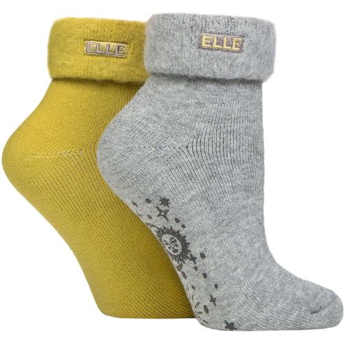 Ladies 2 Pair Thermal Bed and Slipper Socks Autumn Apple 4-8 - Elle - Modalova