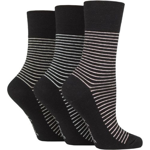 Women's 3 Pair Cotton Patterned and Striped Socks Fine Stripe 4-8 Ladies - Gentle Grip - Modalova