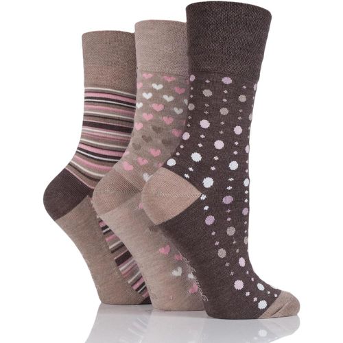 Women's 3 Pair Patterned Bamboo Socks Neutral 4-8 Ladies - Gentle Grip - Modalova