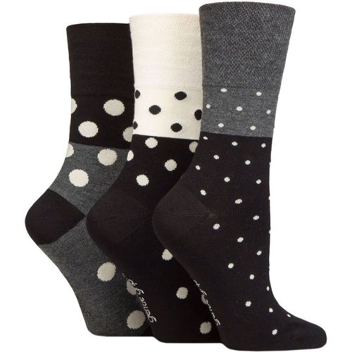 Ladies 3 Pair Patterned Bamboo Socks Mono Spots 4-8 - Gentle Grip - Modalova