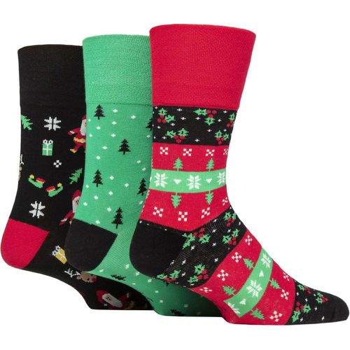 Mens 3 Pair SOCKSHOP Cotton Christmas Socks Ho, Ho, Ho! 6-11 - Gentle Grip - Modalova