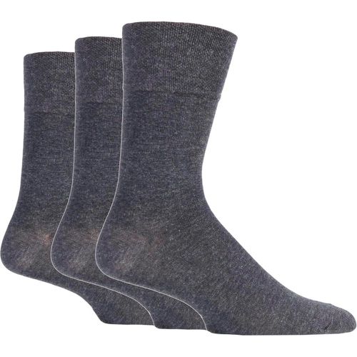 Mens 3 Pair Plain Cotton Socks Charcoal 6-11 Mens - Gentle Grip - Modalova