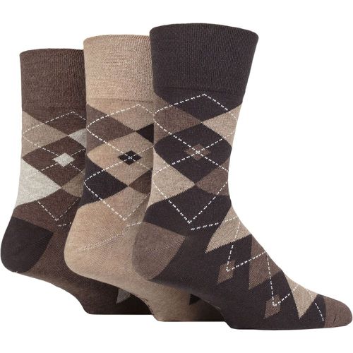 Mens 3 Pair Argyle Cotton Socks Argyle / Natural 6-11 - Gentle Grip - Modalova