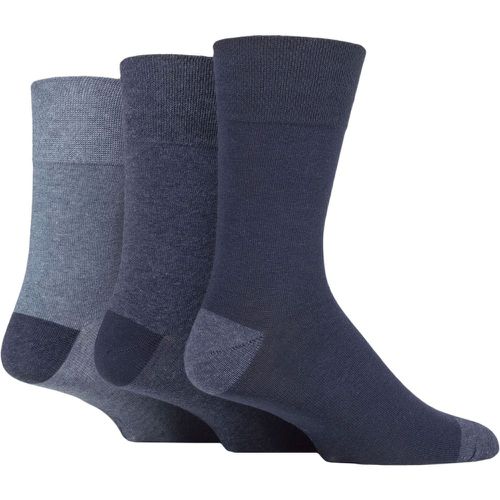 Mens 3 Pair Cotton Argyle Patterned and Striped Socks Contrast Heel and Toe Navy / Denim 6-11 - Gentle Grip - Modalova