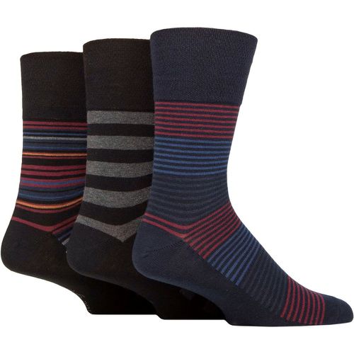 Mens 3 Pair Cotton Argyle Patterned and Striped Socks Regal Stripe Black / Charcoal 6-11 - Gentle Grip - Modalova