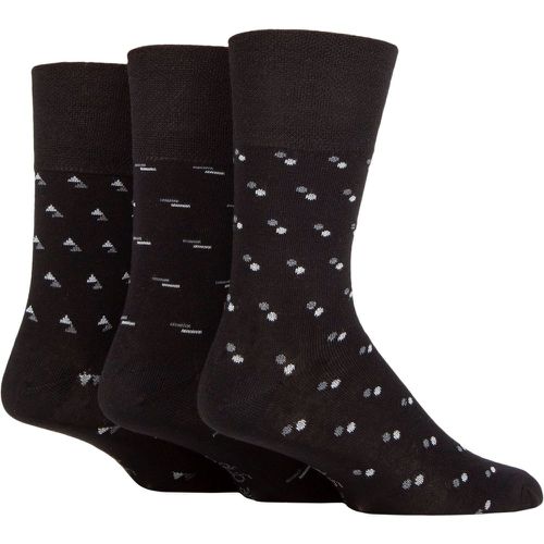 Mens 3 Pair Patterned Bamboo Socks Suit Mono 6-11 Mens - Gentle Grip - Modalova