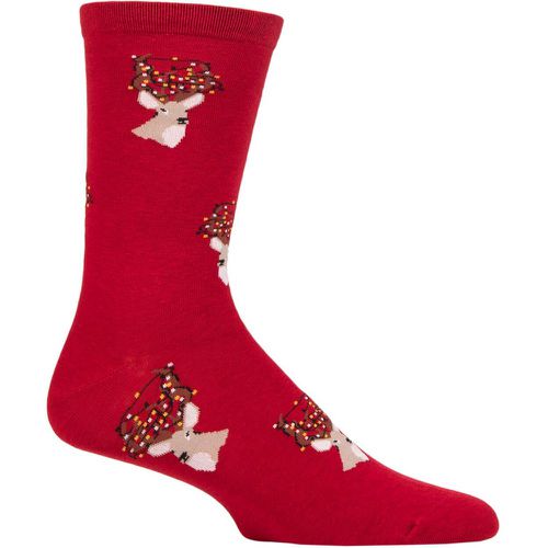 Mens 1 Pair Celyn Christmas Stag Organic Cotton Socks Bright 7-11 - Thought - Modalova