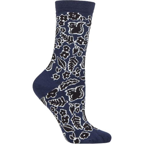 Ladies 1 Pair Essie Forest Animals Organic Cotton Socks Navy 4-7 Ladies - Thought - Modalova