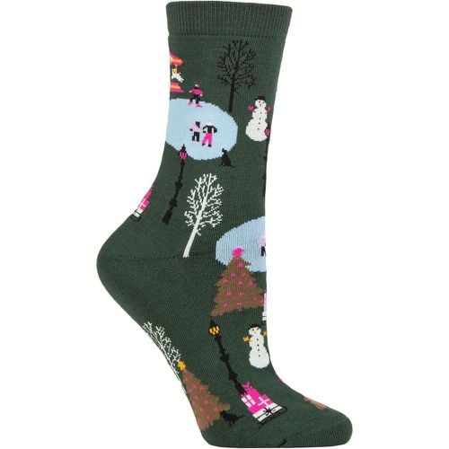 Women's 1 Pair Gloria Christmas Scene Organic Cotton Socks Forest 4-7 - Thought - Modalova