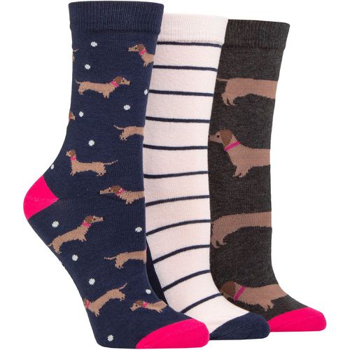 Women's 3 Pair SOCKSHOP Cotton Novelty Patterned Socks Sausage Dog 4-8 UK - Wildfeet - Modalova