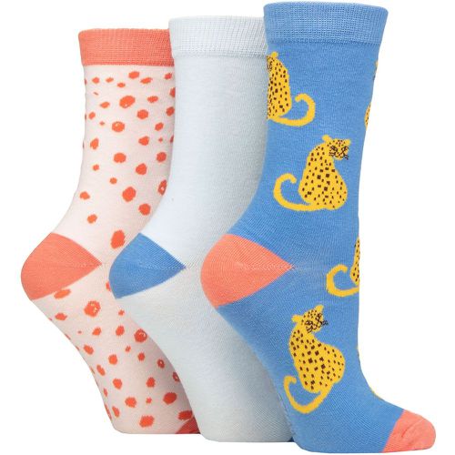 Ladies 3 Pair SOCKSHOP Cotton Novelty Patterned Socks Leopard 4-8 - Wildfeet - Modalova