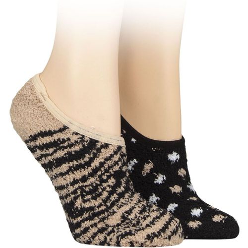 Ladies 2 Pair SOCKSHOP Animal and Patterned Cosy Slipper Socks with Grip Tiger Print / Spots 4-8 - Wildfeet - Modalova