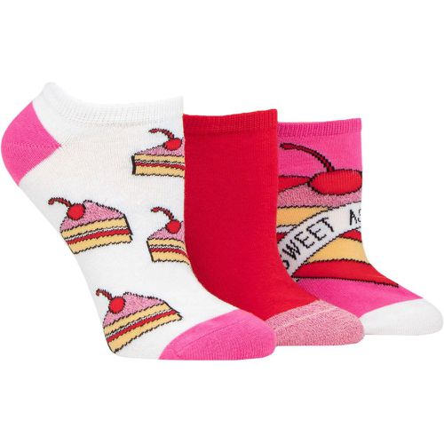 Women's 3 Pair SOCKSHOP Wildfeet Novelty Cotton Trainer Socks Sweet as Sugar 4-8 Ladies - Wild Feet - Modalova