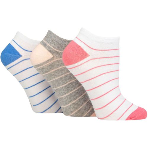 Women's 3 Pair SOCKSHOP Cotton Patterned Trainer Socks Stripes White / Grey / White 4-8 - Wildfeet - Modalova