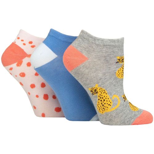 Ladies 3 Pair SOCKSHOP Novelty Cotton Trainer Socks Cheetah 4-8 - Wildfeet - Modalova