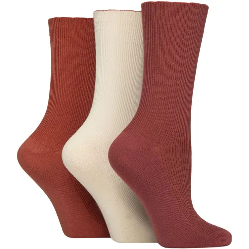 Women's 3 Pair Ribbed Bamboo Socks with Scallop Top Wild Poppy 4-8 - Elle - Modalova