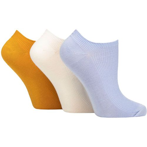 Women's 3 Pair Bamboo Ribbed No Show Socks Bluebell 4-8 - Elle - Modalova