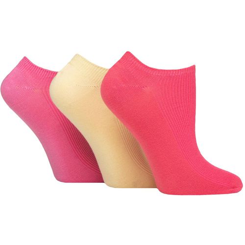 Women's 3 Pair Bamboo Ribbed No Show Socks Cherry Fizz 4-8 - Elle - Modalova