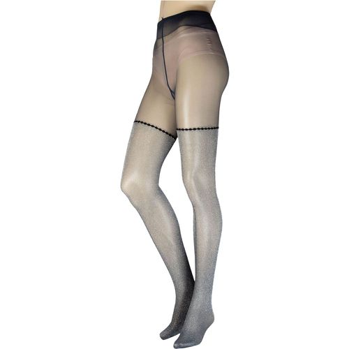 Women's 1 Pair Tabasco Lurex Mock Hold Up Tights Navy Medium - Trasparenze - Modalova