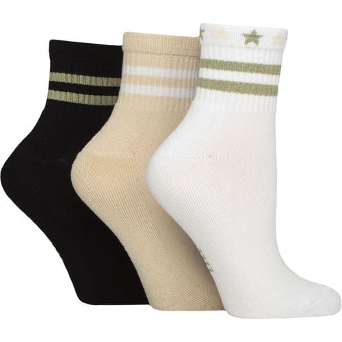 Women's 3 Pair Elle Half Cushion Bamboo Sport Anklet Socks Beige / White / Black 4-8 - SockShop - Modalova