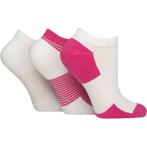 Women's 3 Pair Elle Sheer Stripe Cushioned Heel and Toe Sports Bamboo Trainer Socks White / Hot Pink 4-8 - SockShop - Modalova