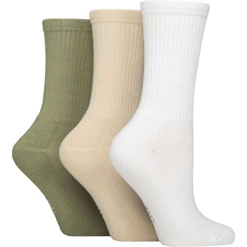 Women's 3 Pair Elle Half Cushion Bamboo Sports Socks White / Beige / Khaki 4-8 - SockShop - Modalova