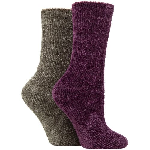 Women's 2 Pair Chenille Leisure Socks Royal 4-8 Ladies - Elle - Modalova