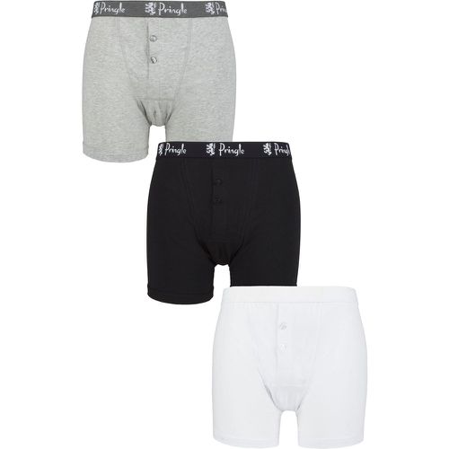 Pack Black / White / Grey Button Front Cotton Boxer Shorts Men's Medium - Pringle - Modalova