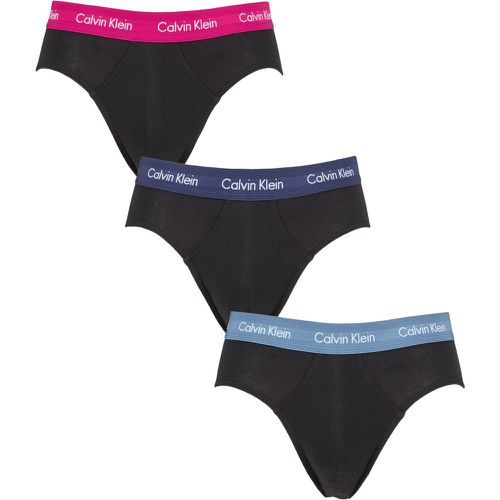 Mens 3 Pack Cotton Stretch Hip Briefs Plumberry / Chino Blue / Riverbed Extra Small - Calvin Klein - Modalova