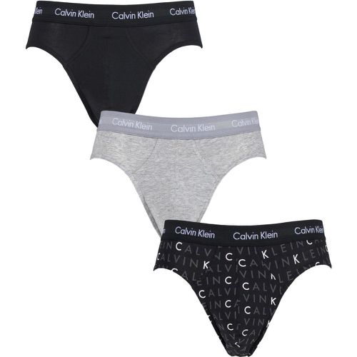 Pack Black / Grey / Logo Cotton Stretch Hip Briefs Men's Small - Calvin Klein - Modalova