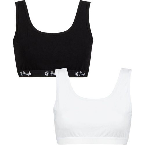 Ladies 2 Pack Smooth Silhouette Non-Wired Cotton Bralettes Black / White M - Pringle - Modalova