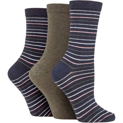 Ladies 3 Pair SOCKSHOP 100% Recycled Multi Stripe Cotton Socks Navy 4-8 Ladies - TORE - Modalova