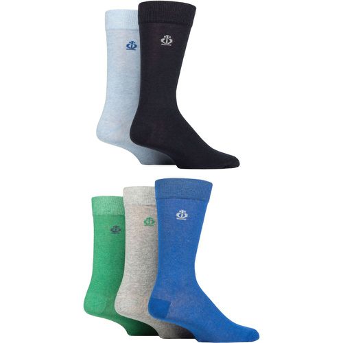 Mens 5 Pair Plain Recycled Cotton Socks Navy / Light Blue / Cobalt 7-11 - Jeff Banks - Modalova