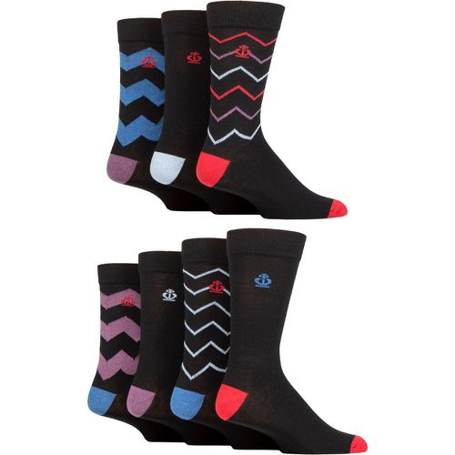 Mens 7 Pair Recycled Cotton Patterned Socks Zig Zag Stripes 7-11 Mens - Jeff Banks - Modalova