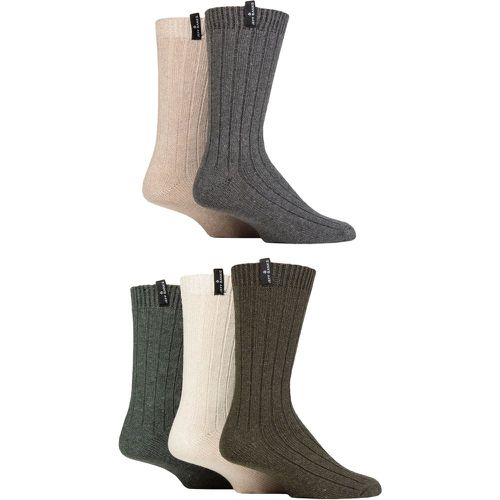 Mens 5 Pair Recycled Polyester and Wool Boot Socks Brown / Beige / Dark Green / Cream / Charcoal 7-11 Mens - Jeff Banks - Modalova