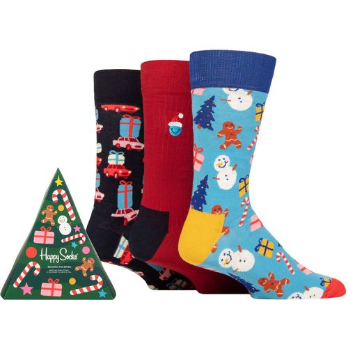 Mens and Ladies 3 Pair Decoration Time Gift Boxed Socks Multi 7.5-11.5 Unisex - Happy Socks - Modalova