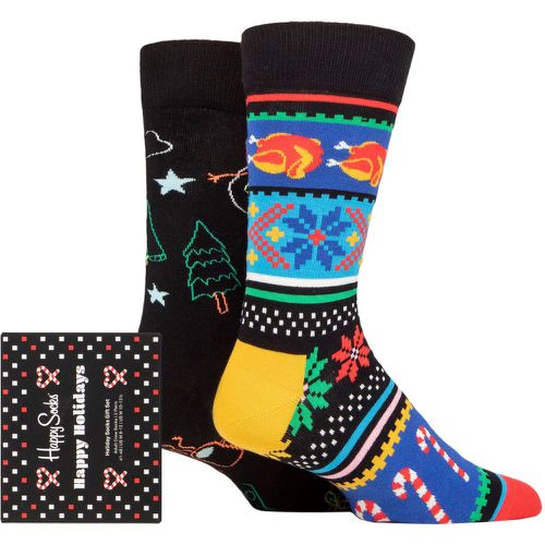 Mens and Ladies 2 Pair Ho Ho Ho Gift Boxed Socks Multi 4-7 Unisex - Happy Socks - Modalova