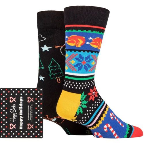 Mens and Women's 2 Pair Ho Ho Ho Gift Boxed Socks Multi 4-7 Unisex - Happy Socks - Modalova