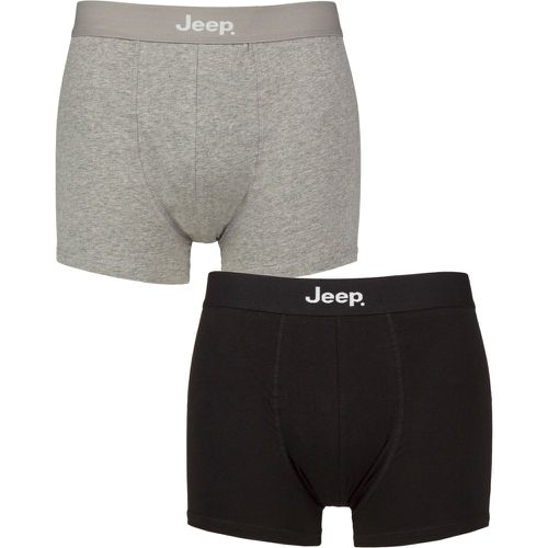 Pack Black / Grey Marl Cotton Plain Fitted Hipster Trunks Men's Medium - Jeep - Modalova